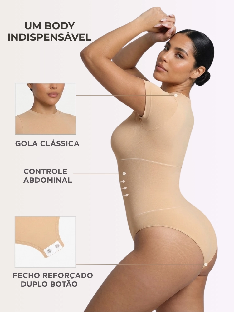 Body modelador gola redonda